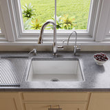 ALFI brand AB2317 23" White Fireclay Undermount Kitchen Sink