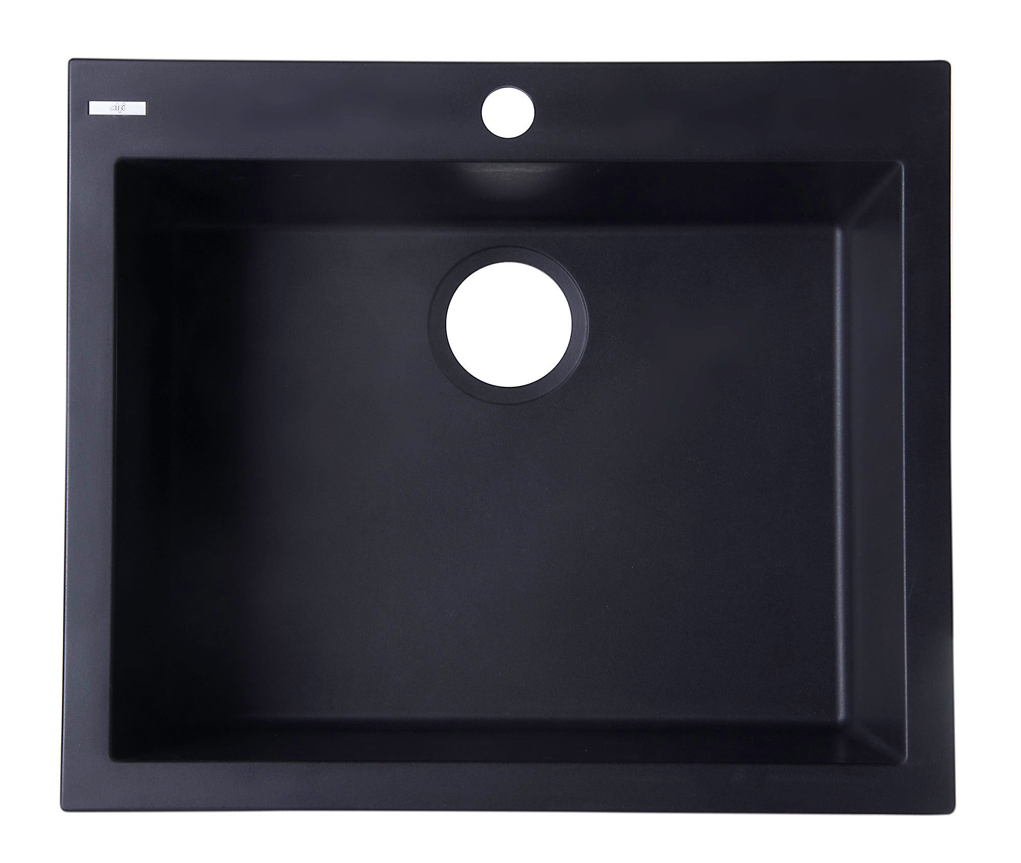 ALFI Black 24" Drop-In Single Bowl Granite Composite Kitchen Sink, AB2420DI-BLA