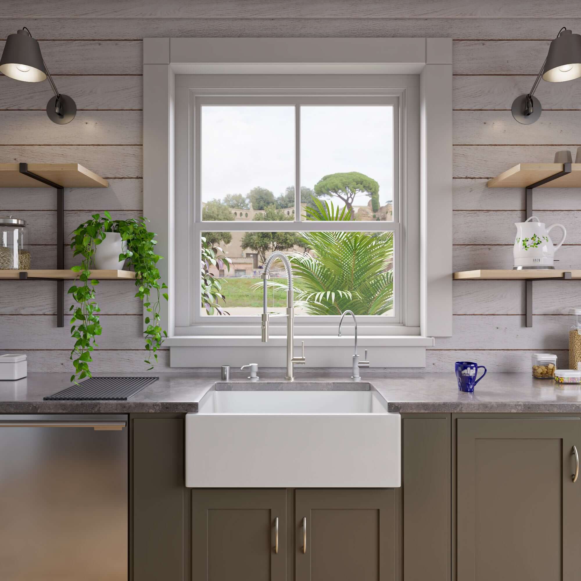 ALFI 30" Single Bowl Thick Wall Fireclay Farmhouse Apron Sink, White, AB3018SB-W