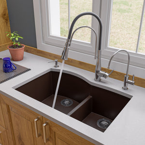 Alternate Image for ALFI brand AB3320UM-C Chocolate 33" Double Bowl Undermount Granite Composite Kitchen Sink