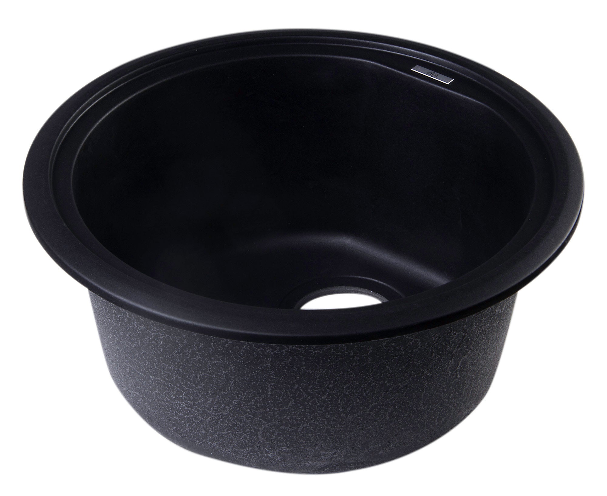 ALFI Black 17" Drop-In Round Granite Composite Kitchen Prep Sink, AB1717DI-BLA