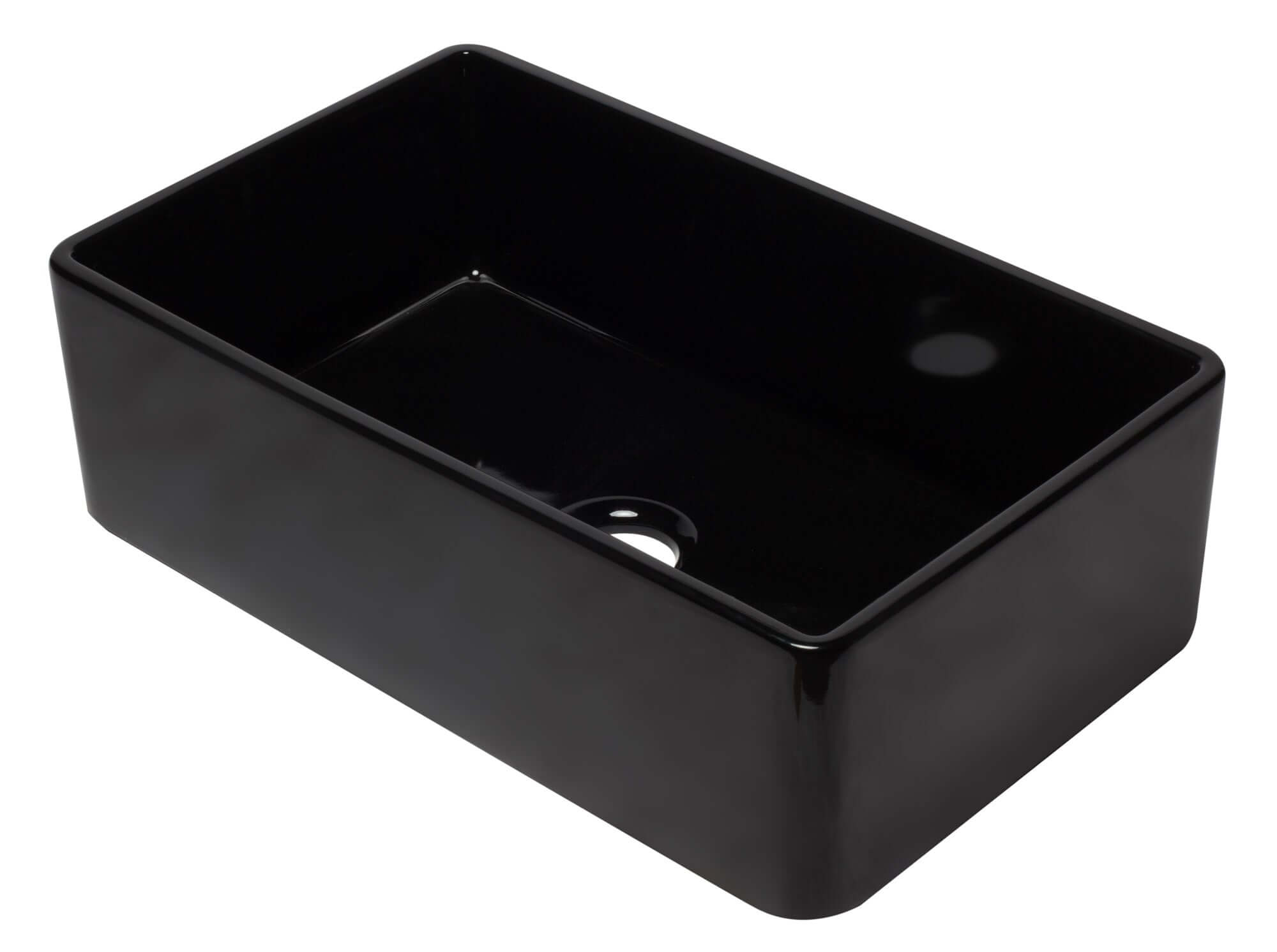 ALFI 33" Single Bowl Fireclay Farmhouse Apron Sink, Black Gloss, AB3320SB-BG - The Sink Boutique