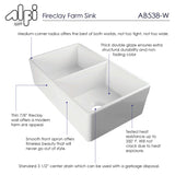 ALFI 32" Double Bowl Fireclay Farmhouse Apron Sink, White, AB538-W - The Sink Boutique