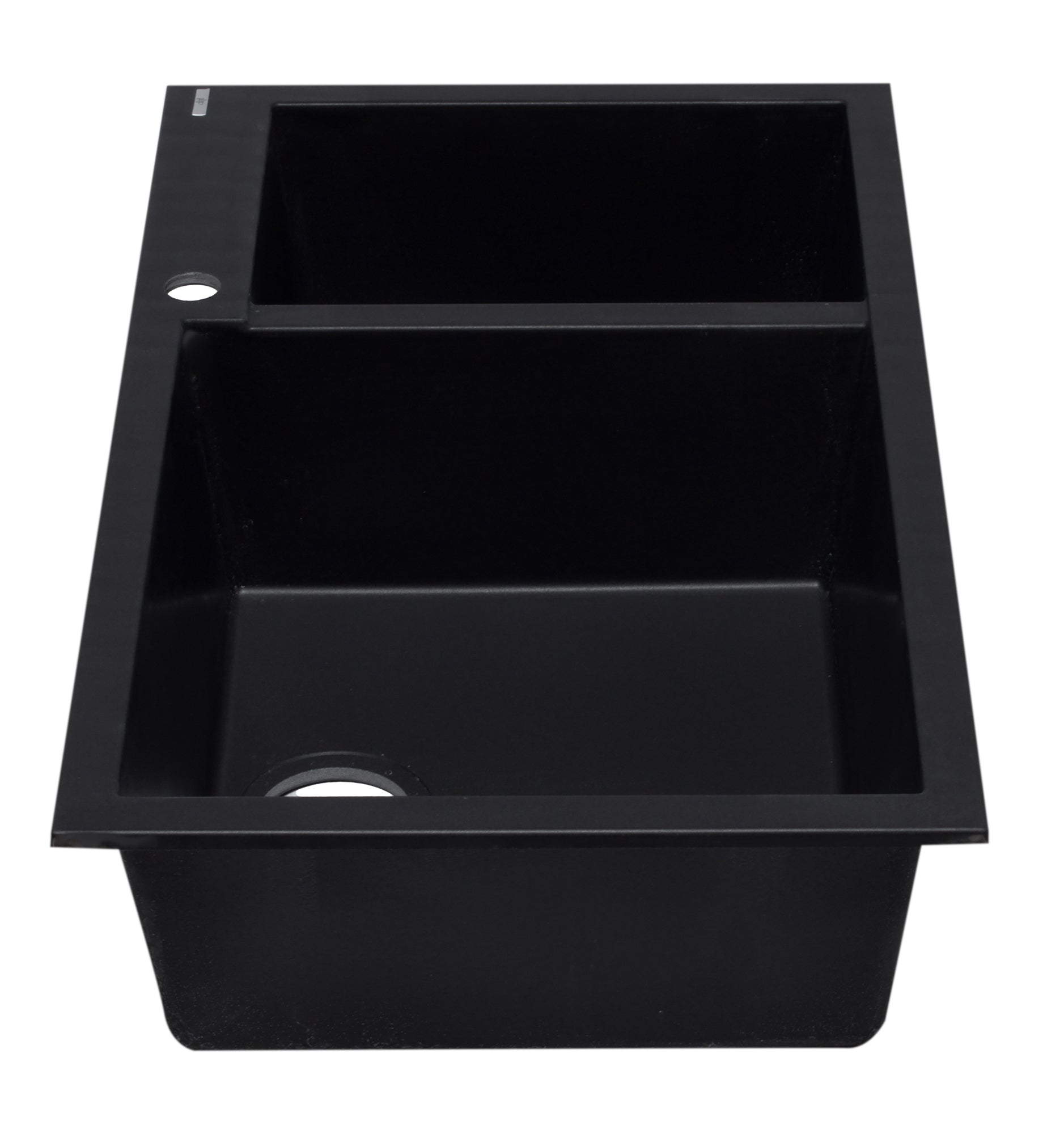 ALFI Black 34" Double Bowl Drop In Granite Composite Kitchen Sink, AB3319DI-BLA