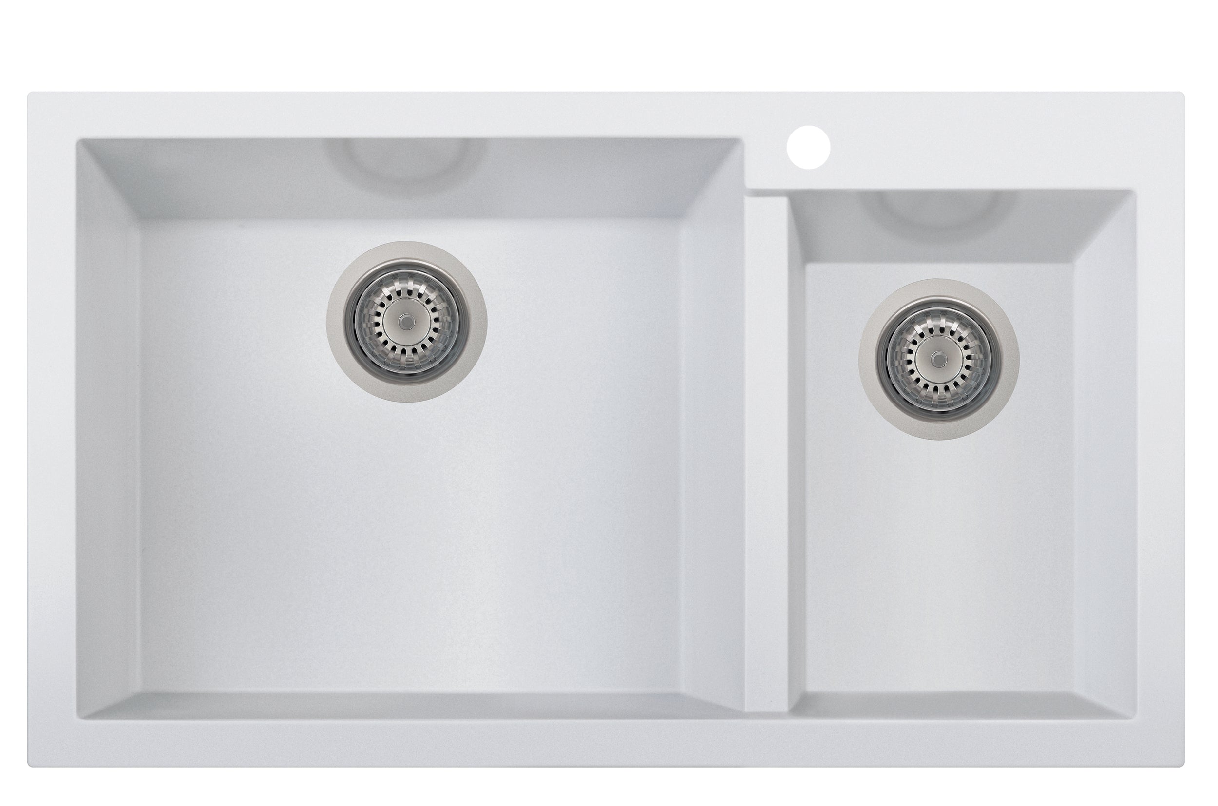 ALFI White 34" Double Bowl Drop In Granite Composite Kitchen Sink, AB3319DI-W