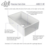 ALFI 30" Single Bowl Fireclay Farmhouse Apron Sink, White, Decorative, AB511-W