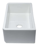ALFI Brand AB3318SB-W 33" White Smooth Apron Solid Thick Wall Fireclay Single Bowl Farmhouse Sink Side
