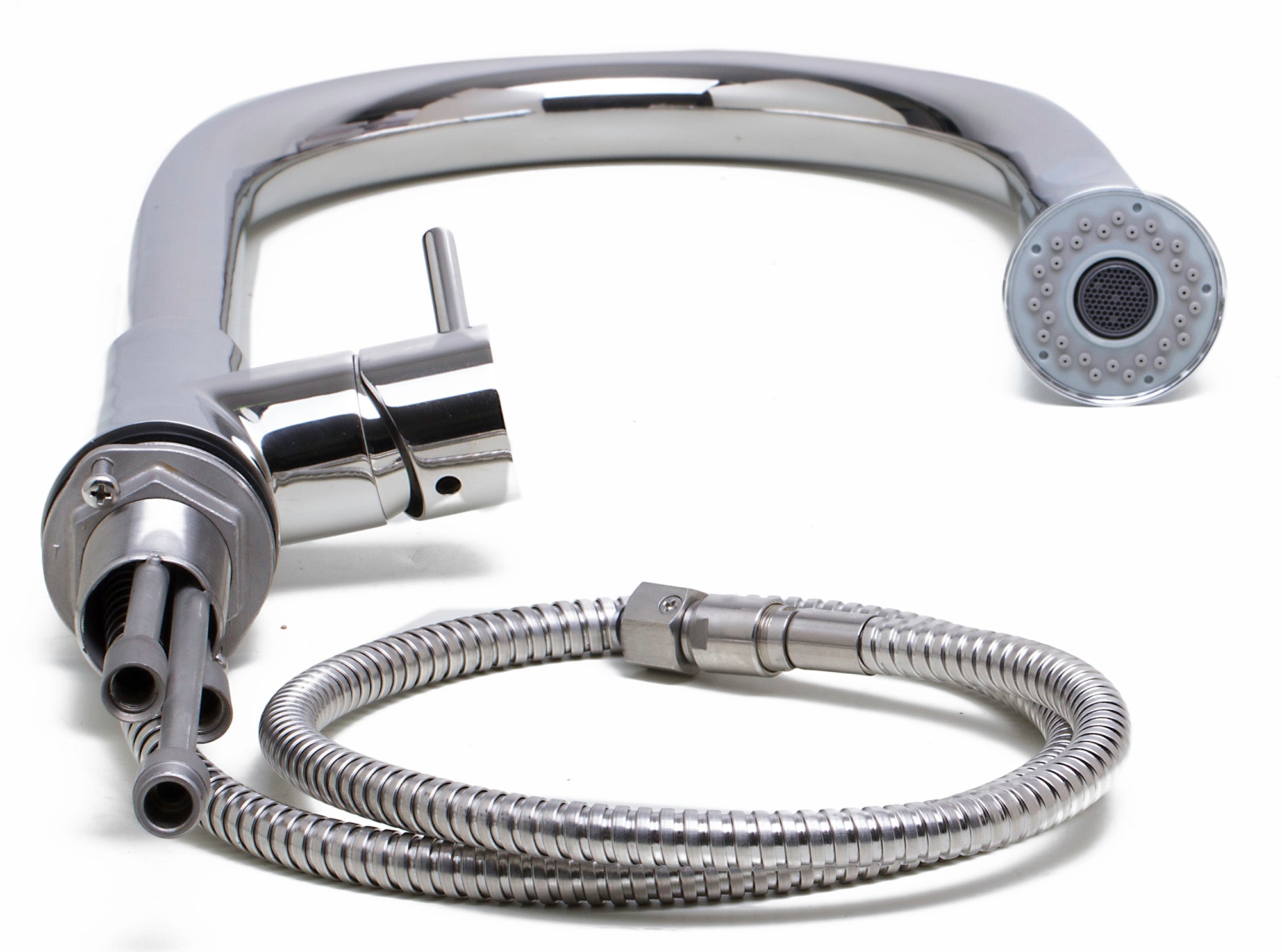 ALFI Solid Polished Stainless Steel Pull Down Single Hole Kitchen Faucet, AB2034-PSS