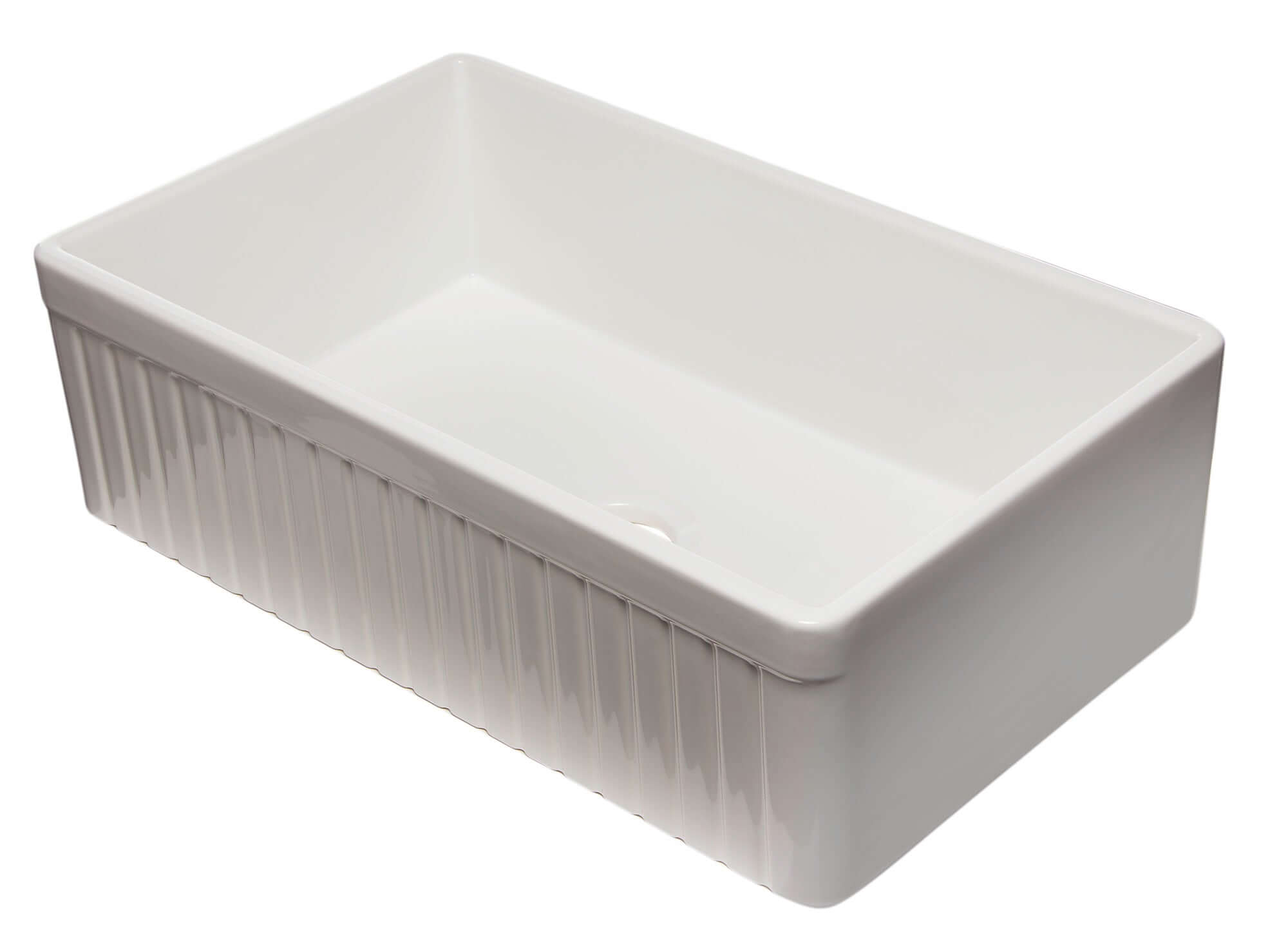 ALFI 33" Fluted Single Bowl Fireclay Farmhouse Apron Sink, White, AB532-W
