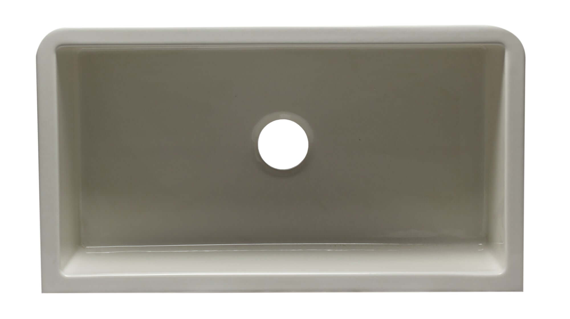 ALFI Brand AB3318SB-B 33" Biscuit Smooth Apron Solid Thick Wall Fireclay Single Bowl Farmhouse Sink Top