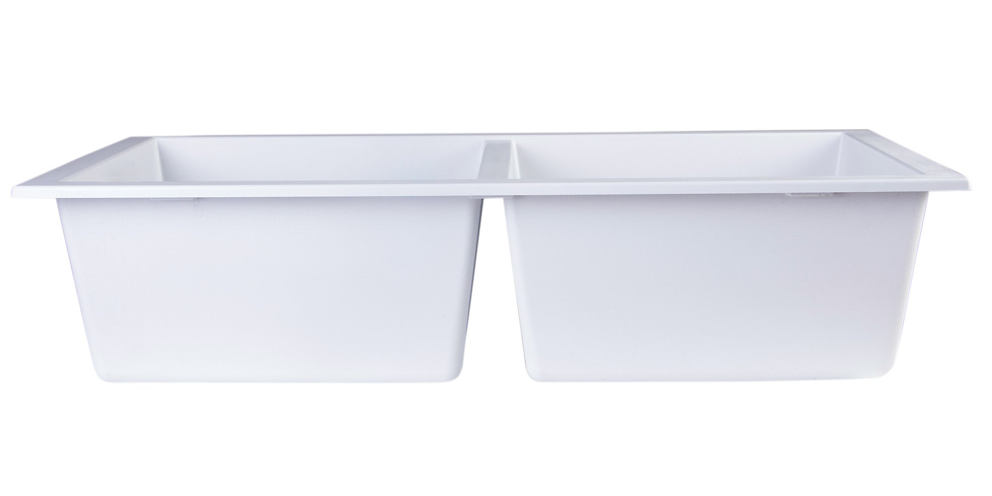 ALFI White 34" Undermount Double Bowl Granite Composite Kitchen Sink, AB3420UM-W