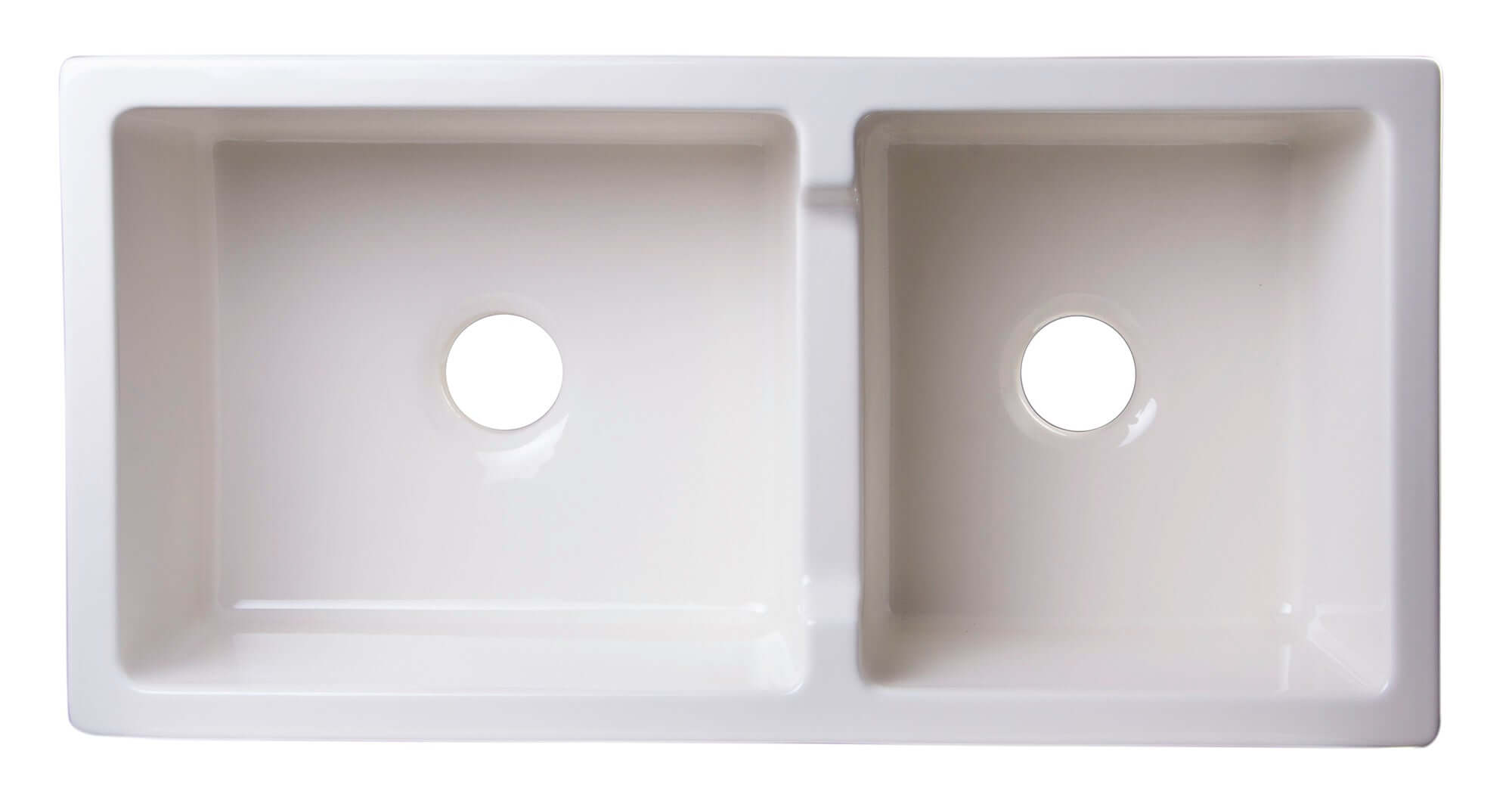 ALFI brand AB3618ARCH-B  36" Biscuit Arched Apron Thick Wall Fireclay Double Bowl Farm Sink - The Sink Boutique