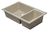 ALFI Biscuit 34" Double Bowl Drop In Granite Composite Kitchen Sink, AB3319DI-B