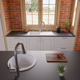 ALFI White 17" Drop-In Round Granite Composite Kitchen Prep Sink, AB1717DI-W