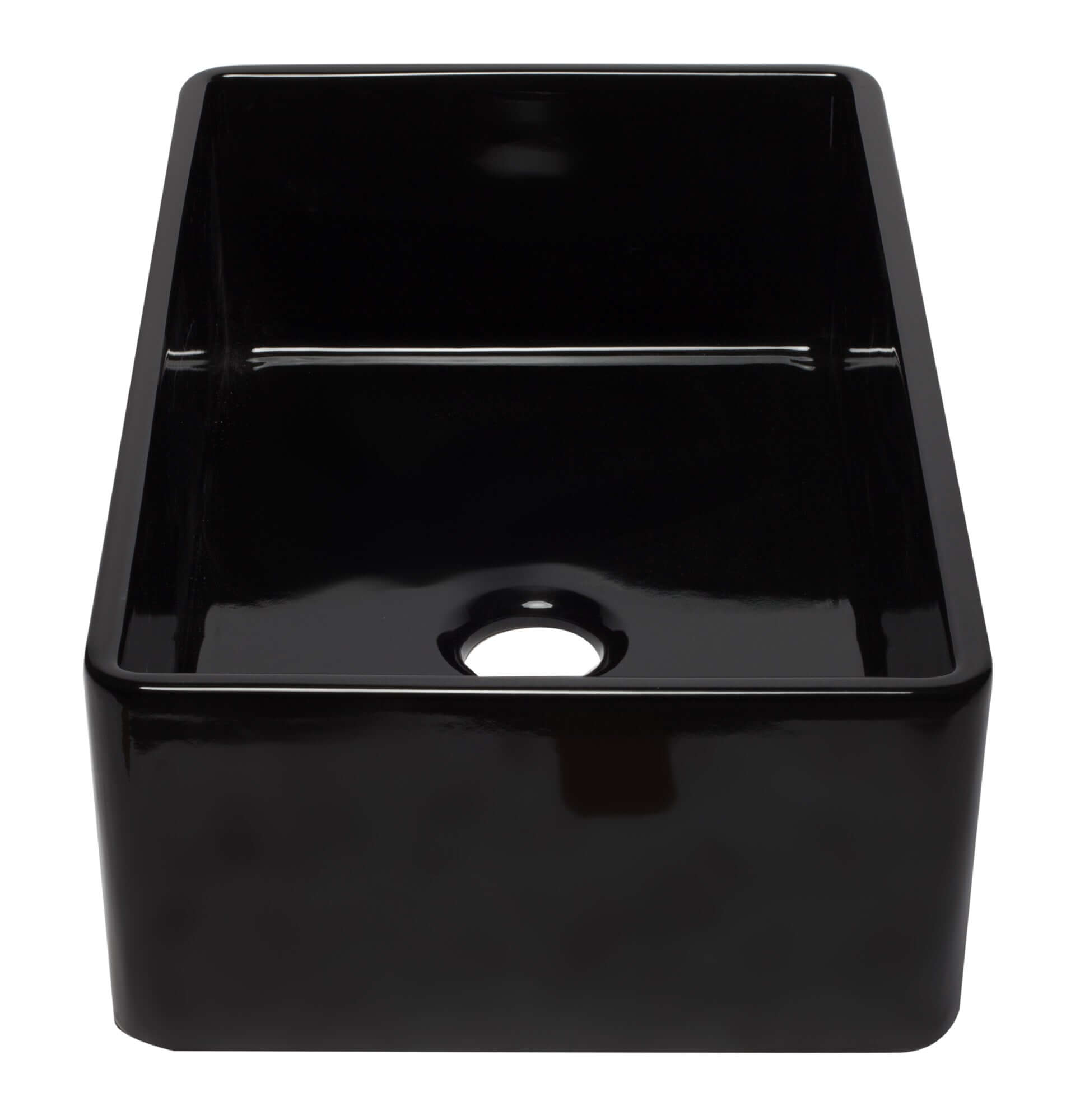 ALFI 33" Single Bowl Fireclay Farmhouse Apron Sink, Black Gloss, AB3320SB-BG - The Sink Boutique