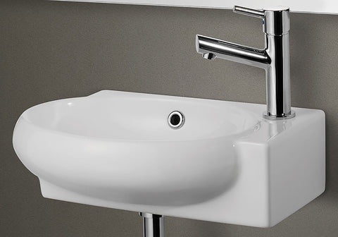 ALFI Small White Wall Mounted Ceramic Bathroom Sink Basin, AB107