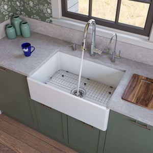 Alternate Image for ALFI 30" Contemporary Smooth Fireclay Farmhouse Apron Sink, White, AB510-W