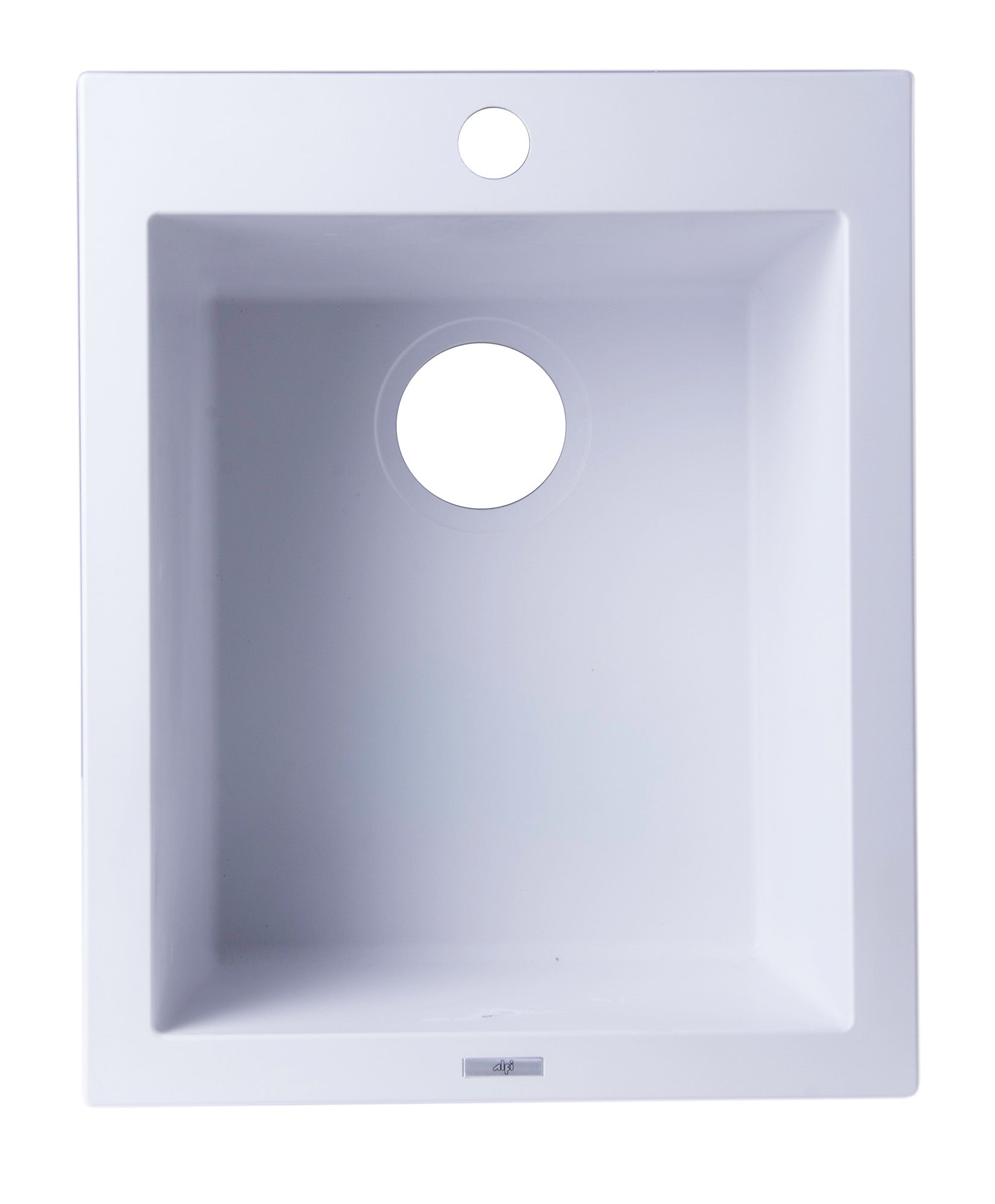 ALFI White 17" Drop-In Rectangular Granite Composite Kitchen Prep Sink, AB1720DI-W