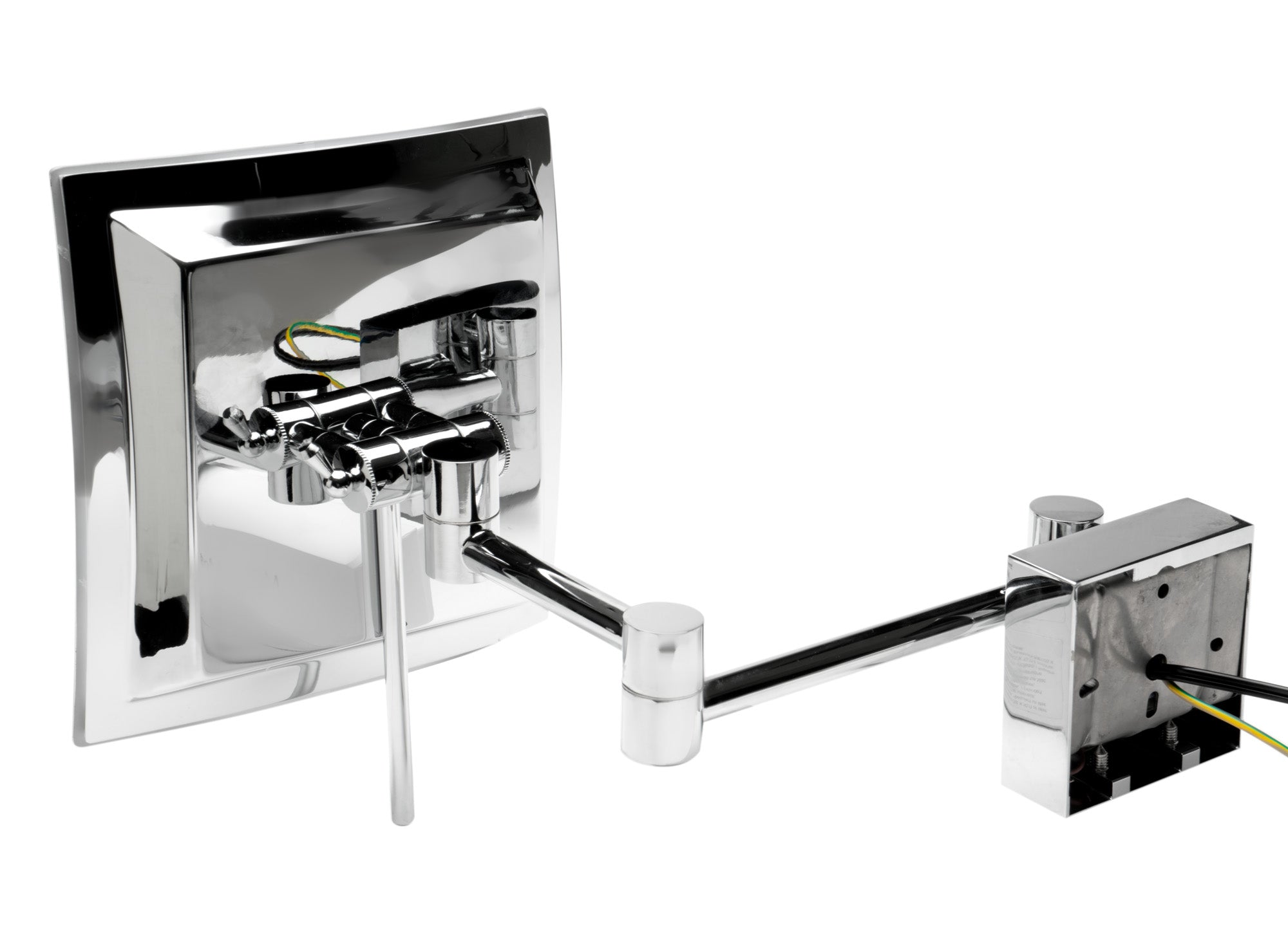 ALFI brand ABM8WLED-PC Polished Chrome Wall Mount Square 8" 5x Magnifying Cosmetic Mirror with Light