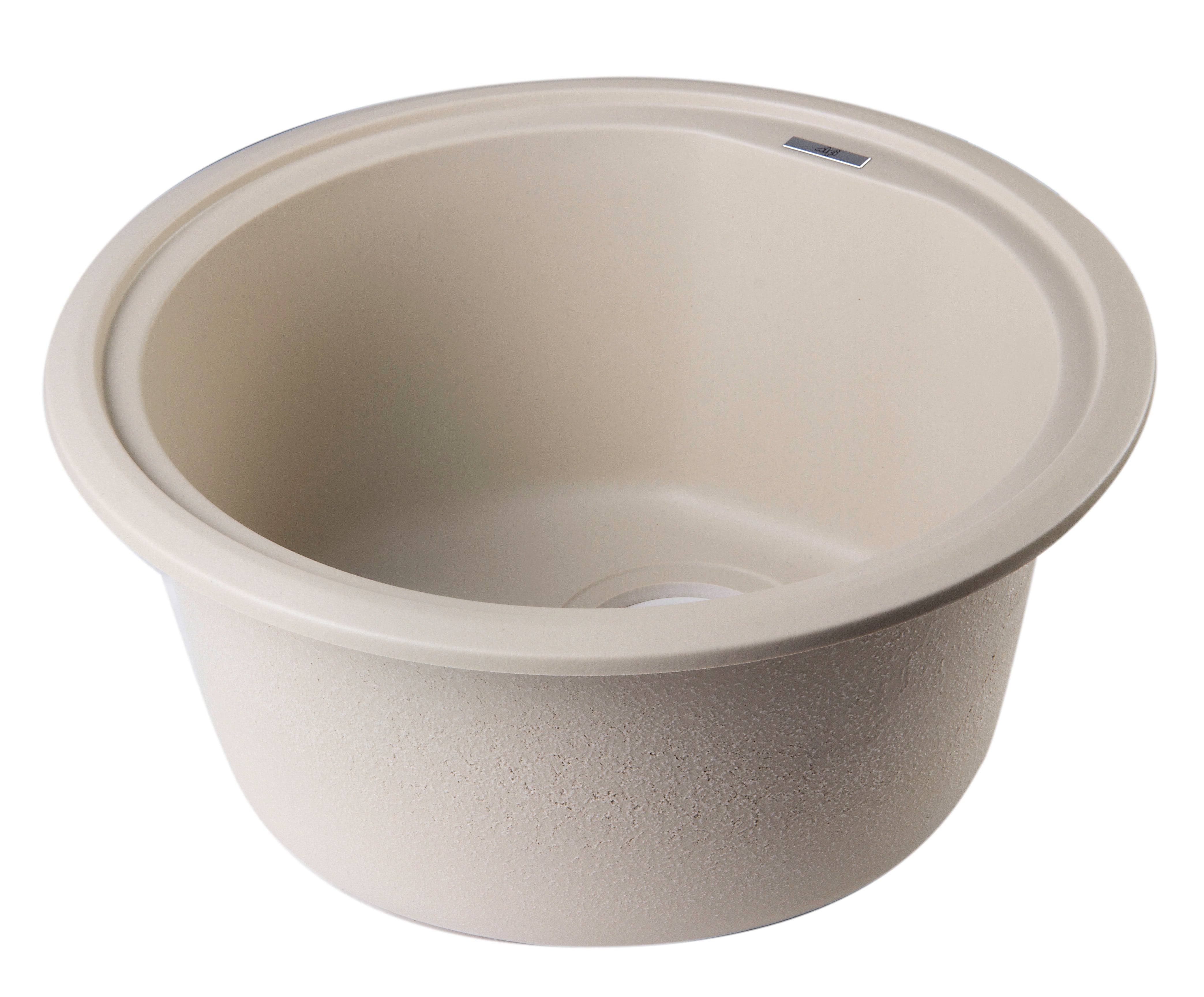 ALFI Biscuit 17" Drop-In Round Granite Composite Kitchen Prep Sink, AB1717DI-B