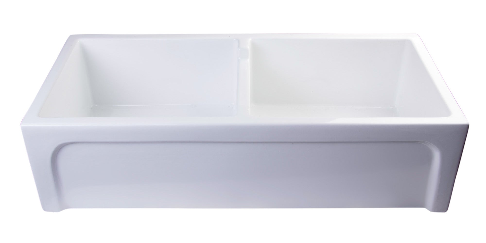 ALFI 39" Arched Double Bowl Thick Wall Fireclay Farmhouse Sink, White, AB3918ARCH-W