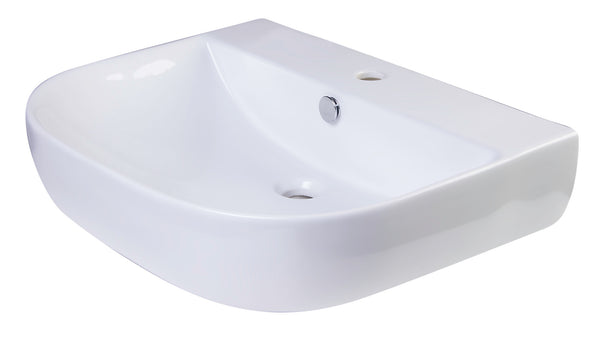 ALFI 24" White D-Bowl Porcelain Wall Mounted Bath Sink, AB111