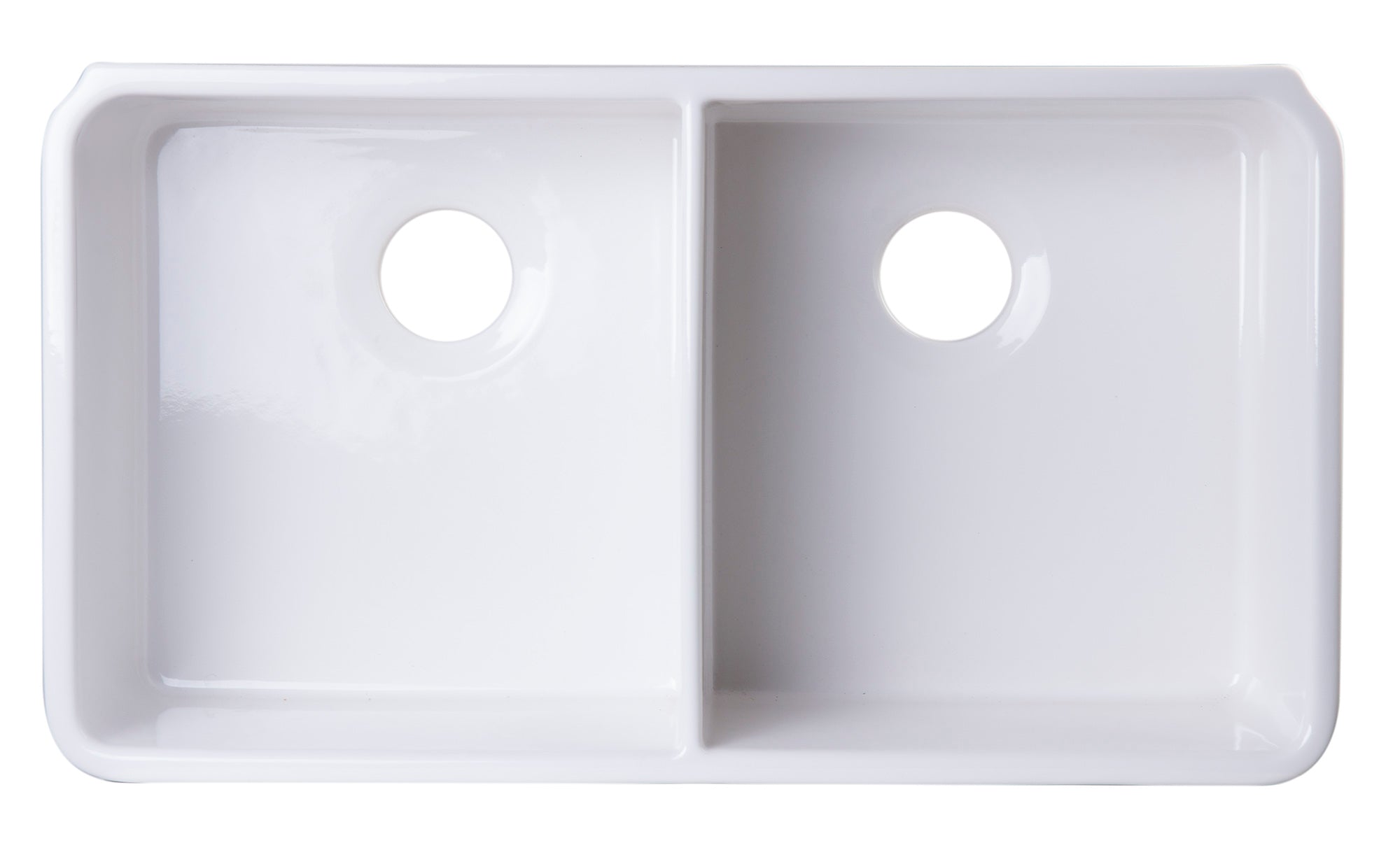 ALFI 32 inch White Double Bowl Fireclay Undermount Kitchen Sink, AB512UM-W