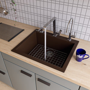 Alternate Image for ALFI brand AB2420DI-C Chocolate 24" Drop-In Single Bowl Granite Composite Kitchen Sink