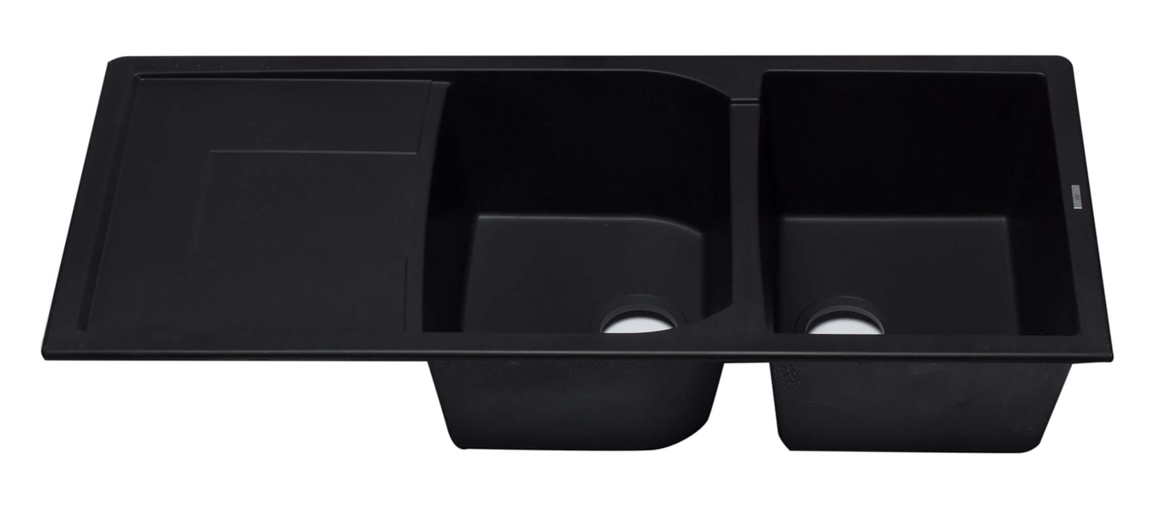 ALFI Black 46" Double Bowl Granite Composite Kitchen Sink with Drainboard, AB4620DI-BLA - The Sink Boutique