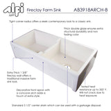 ALFI 39" Arched Double Bowl Thick Wall Fireclay Farmhouse Sink, Biscuit - The Sink Boutique