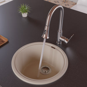 Alternate Image for ALFI Biscuit 17" Drop-In Round Granite Composite Kitchen Prep Sink, AB1717DI-B