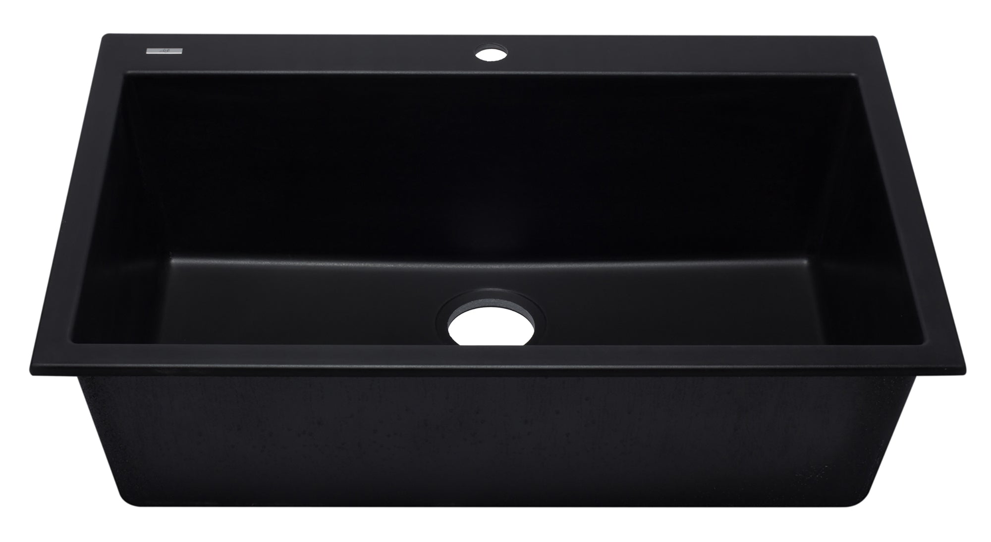 ALFI Black 33" Single Bowl Drop In Granite Composite Kitchen Sink, AB3322DI-BLA