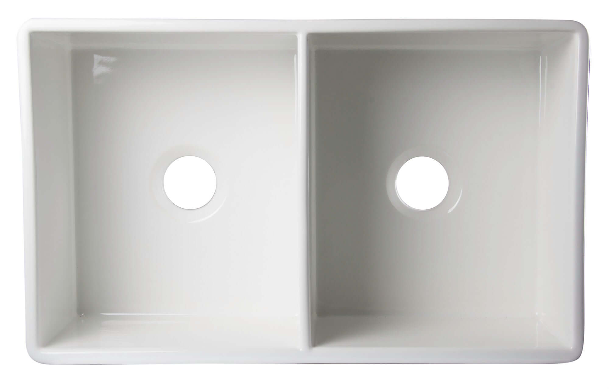 ALFI 32" Decorative Lip Double Bowl Fireclay Farmhouse Apron Sink, White, AB539-W