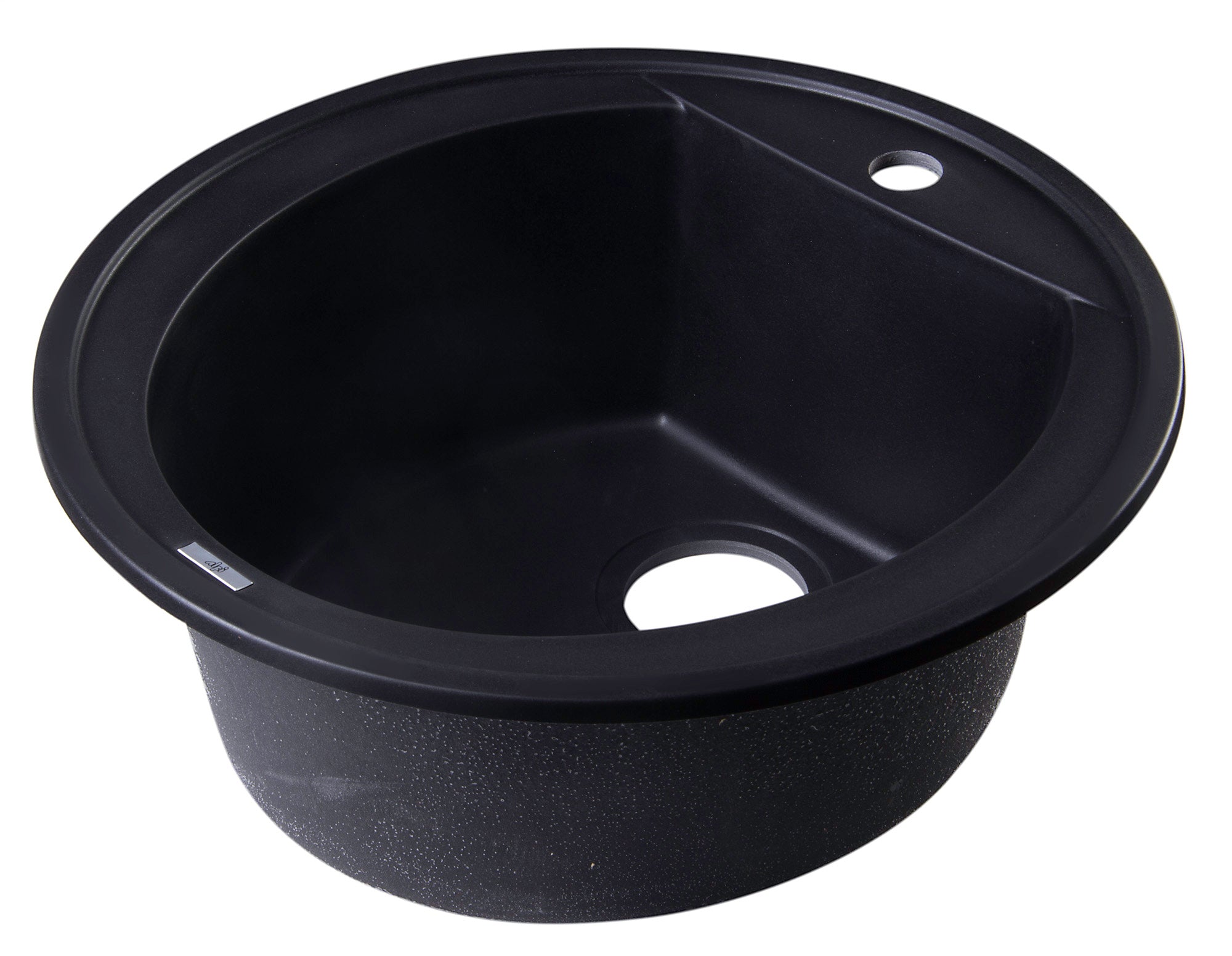 ALFI Black 20" Drop-In Round Granite Composite Kitchen Prep Sink, AB2020DI-BLA