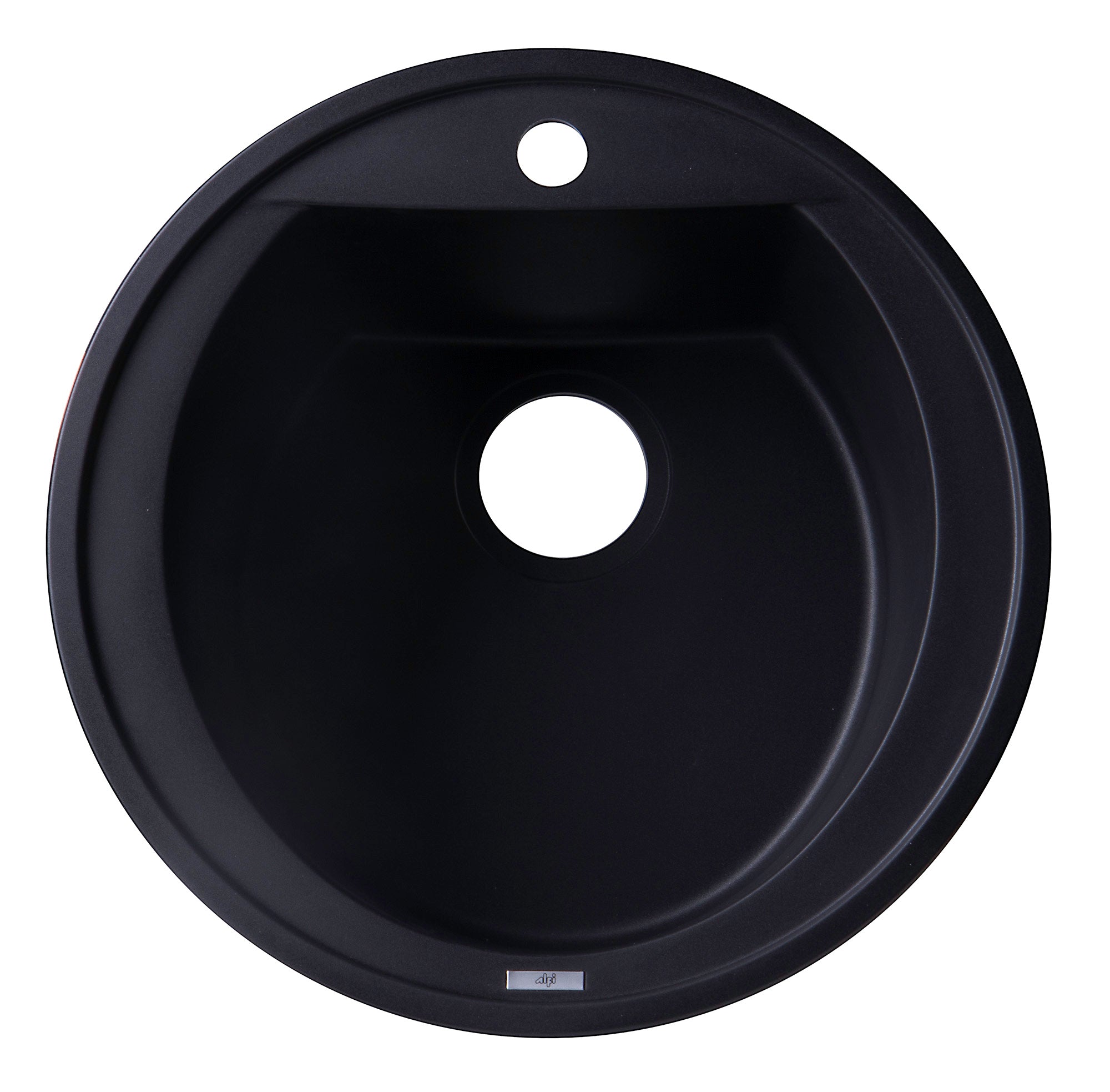 ALFI Black 20" Drop-In Round Granite Composite Kitchen Prep Sink, AB2020DI-BLA