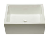 ALFI brand AB2418HS-B 24 inch Biscuit Reversible Smooth / Fluted Single Bowl Fireclay Farmhouse Sink Angled Top