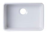 ALFI 24 inch White Single Bowl Fireclay Undermount Kitchen Sink, AB503UM-W