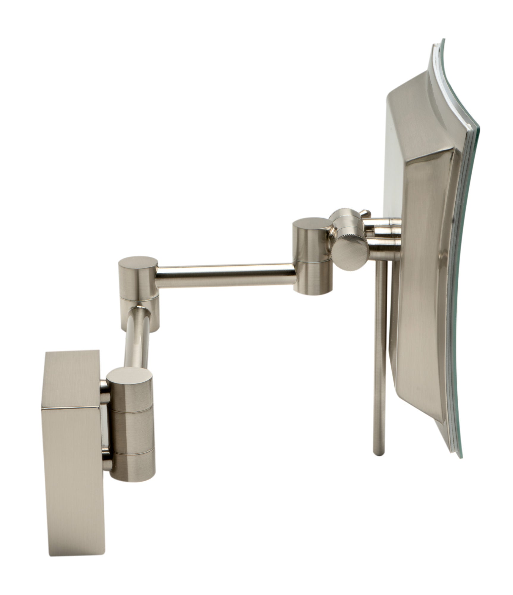 ALFI brandABM8WLED-BN Brushed Nickel Wall Mount Square 8" 5x Magnifying Cosmetic Mirror with Light - The Sink Boutique