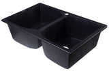 ALFI Black 32" Drop-In Double Bowl Granite Composite Kitchen Sink, AB3220DI-BLA
