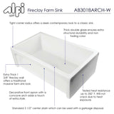 ALFI 30" Single Bowl Thick Wall Fireclay Farmhouse Apron Sink, White, AB3018ARCH - The Sink Boutique