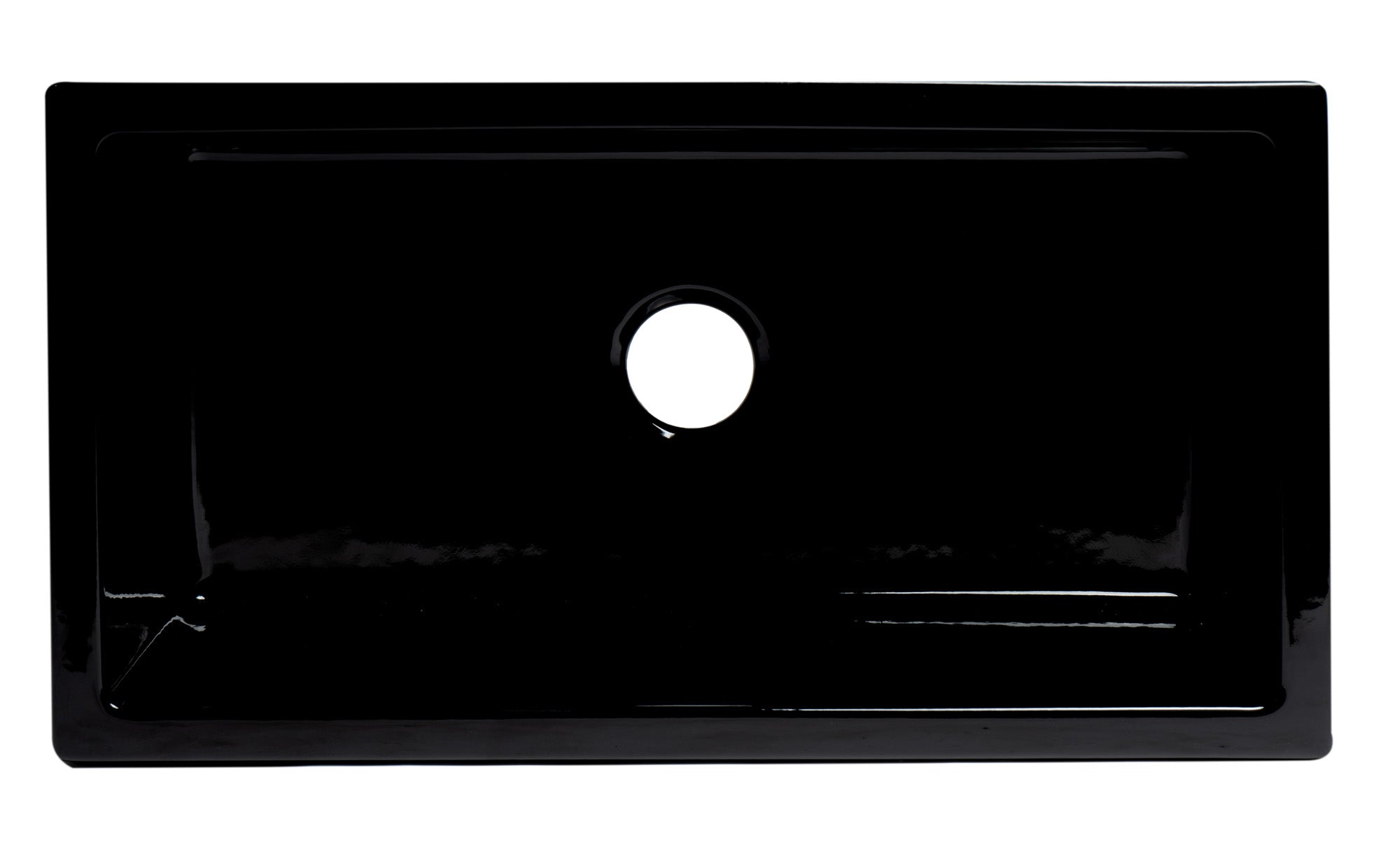 ALFI 33" Fireclay Farmhouse Kitchen Sink, Single Bowl, Reversible, Black Gloss, AB3318HS-BG
