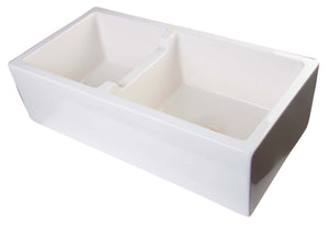 Alternate Image for ALFI 36" Smooth Double Bowl Thick Wall Fireclay Farmhouse Sink, Biscuit, AB3618DB-B