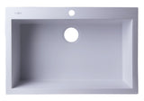 ALFI White 30" Drop-In Single Bowl Granite Composite Kitchen Sink, AB3020DI-W