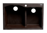 ALFI brand AB3320DI-C Chocolate 33" Double Bowl Drop In Granite Composite Kitchen Sink